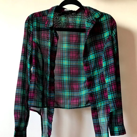 Target Ali and Kris Multicolour Collared Plaid Front Tie Blouse - Picture 2 of 4